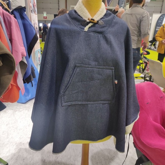 Poncho Jean doublé peau de mouton
