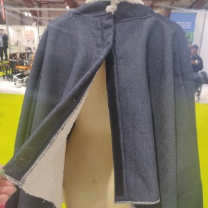 Poncho Jean doublé peau de mouton