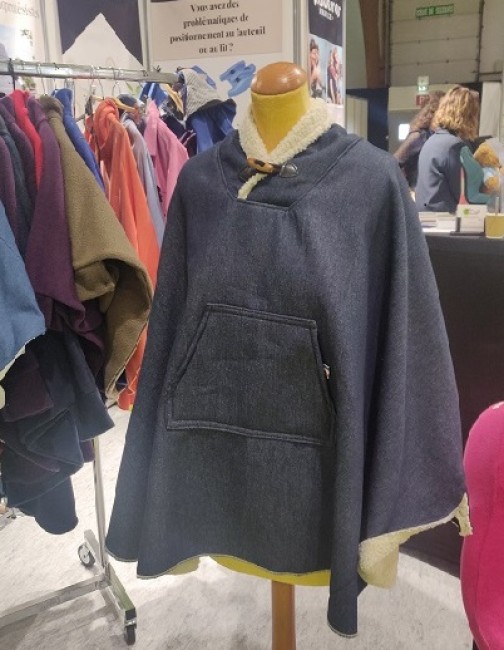Poncho Jean doublé peau de mouton